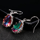 925 Silver Rainbow Topaz Gemstone Women's Drop Earrings