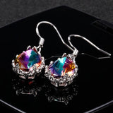925 Silver Rainbow Topaz Gemstone Women's Drop Earrings