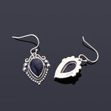 Water Drop Sandstone Earrings 925 Sterling Silver Vintage Jewelry
