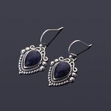 Water Drop Sandstone Earrings 925 Sterling Silver Vintage Jewelry