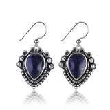 Water Drop Sandstone Earrings 925 Sterling Silver Vintage Jewelry