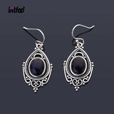 Sandstone Earrings 8X10MM S925 Sterling Silver Retro Party Jewelry