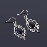 Sandstone Earrings 8X10MM S925 Sterling Silver Retro Party Jewelry