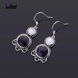 Moonstone Sandstone Round Earrings 925 Sterling Silver Women's Jewelry