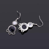 Moonstone Sandstone Round Earrings 925 Sterling Silver Women's Jewelry