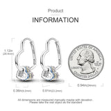 Silver 925 Heart Charm Drop Earrings Blue, Yellow & Pink with CZ