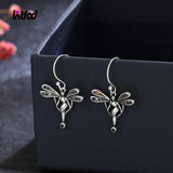925 Silver Angel Drop Earrings Colored Zircon Fine Jewelry