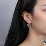 925 Silver Angel Drop Earrings Colored Zircon Fine Jewelry