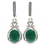Ruby Sapphire Emerald CZ Silver Jewelry Set Pendant Earrings