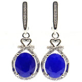 Ruby Sapphire Emerald CZ Silver Jewelry Set Pendant Earrings