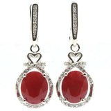 Ruby Sapphire Emerald CZ Silver Jewelry Set Pendant Earrings