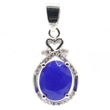 Ruby Sapphire Emerald CZ Silver Jewelry Set Pendant Earrings