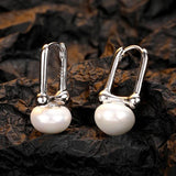 925 Sterling Silver Women Earrings With Pearl Vintage Fine Jewelry