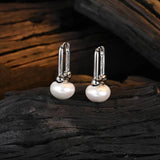 925 Sterling Silver Women Earrings With Pearl Vintage Fine Jewelry