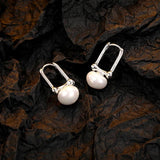 925 Sterling Silver Women Earrings With Pearl Vintage Fine Jewelry