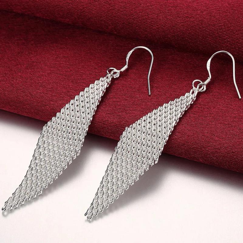 925 Silver Mesh Brinco Drop Earring for Women