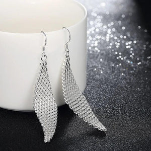 925 Silver Mesh Brinco Drop Earring for Women