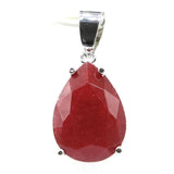 SheCrown Red Ruby CZ Silver Pendant Earrings Set