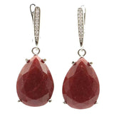 SheCrown Red Ruby CZ Silver Pendant Earrings Set