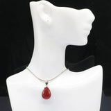 SheCrown Red Ruby CZ Silver Pendant Earrings Set