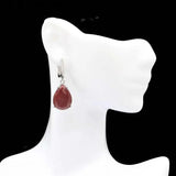SheCrown Red Ruby CZ Silver Pendant Earrings Set