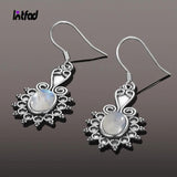 Ethnic Moonstone Drop Earrings 925 Silver Women's Party Anniversary Gift