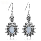 Ethnic Moonstone Drop Earrings 925 Silver Women's Party Anniversary Gift