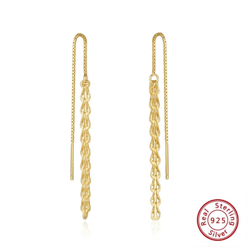 14K 925 Sterling Silver 3mm Phoenix Long Chain Earring for Women