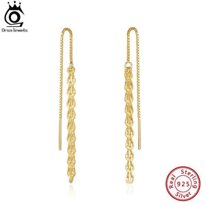 14K 925 Sterling Silver 3mm Phoenix Long Chain Earring for Women