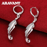 925 Silver Leaf Drop Earrings For Women Jewelry