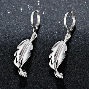 925 Silver Leaf Drop Earrings For Women Jewelry
