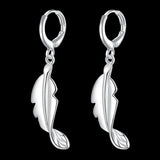 925 Silver Leaf Drop Earrings For Women Jewelry