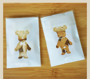 100pcs Bear Biscuit Bags 7.5x10cm Cookie Plastic Bags