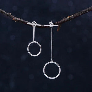 925 Silver Asymmetric Circle Stud Earrings Wedding Jewelry