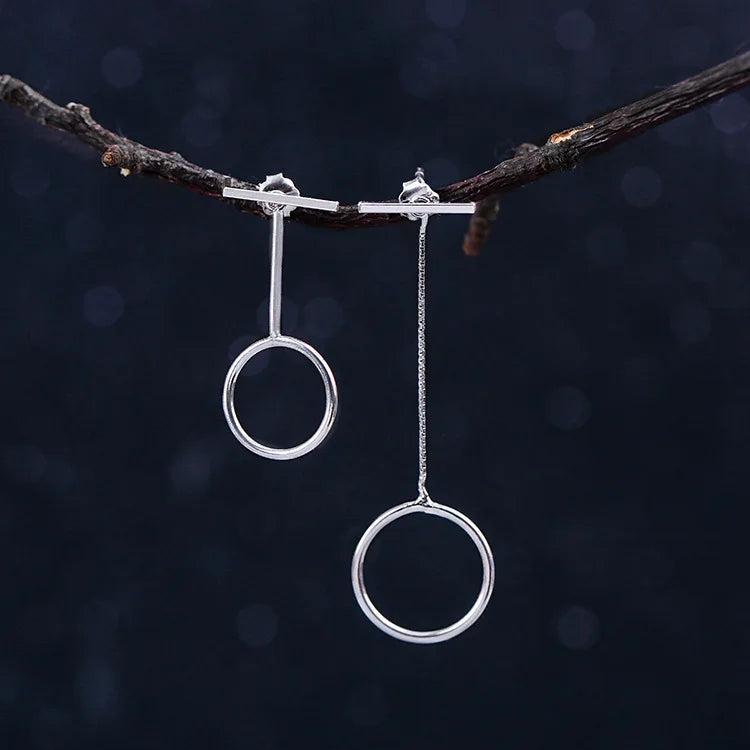925 Silver Asymmetric Circle Stud Earrings Wedding Jewelry