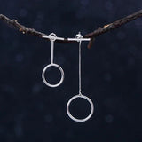 925 Silver Asymmetric Circle Stud Earrings Wedding Jewelry