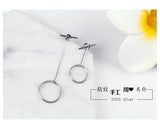 925 Silver Asymmetric Circle Stud Earrings Wedding Jewelry