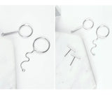 925 Silver Asymmetric Circle Stud Earrings Wedding Jewelry