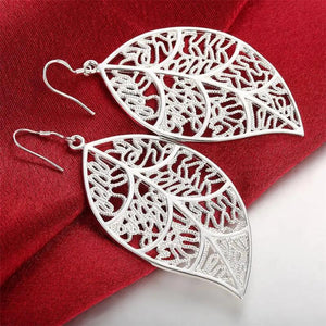 925 Sterling Silver Leaf Earrings Wedding Jewelry Gift
