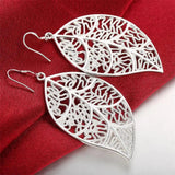 925 Sterling Silver Leaf Earrings Wedding Jewelry Gift