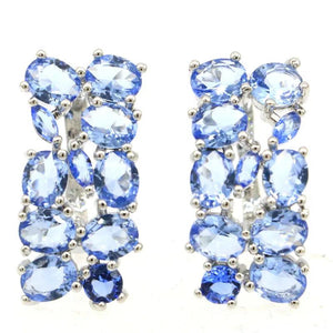 Pink Tourmaline Tanzanite CZ Silver Earrings
