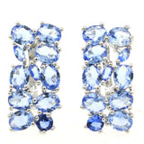 Pink Tourmaline Tanzanite CZ Silver Earrings