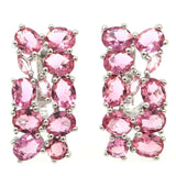 Pink Tourmaline Tanzanite CZ Silver Earrings