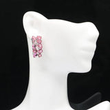Pink Tourmaline Tanzanite CZ Silver Earrings