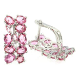 Pink Tourmaline Tanzanite CZ Silver Earrings
