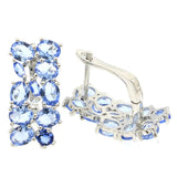 Pink Tourmaline Tanzanite CZ Silver Earrings