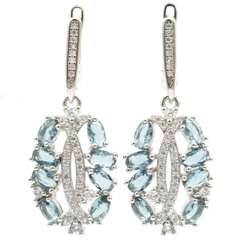Romantic Violet Tanzanite London Topaz CZ Silver Earrings