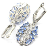 Romantic Violet Tanzanite London Topaz CZ Silver Earrings