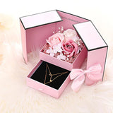 Eternal Soap Rose Flower with Drawer Necklace Jewelry Packaging Double Door Boxe