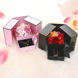 Eternal Soap Rose Flower with Drawer Necklace Jewelry Packaging Double Door Boxe